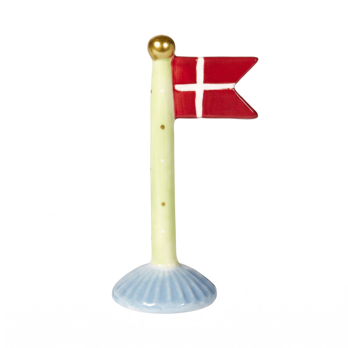 Flaggstång med spetsig flagga 14 cm hög
