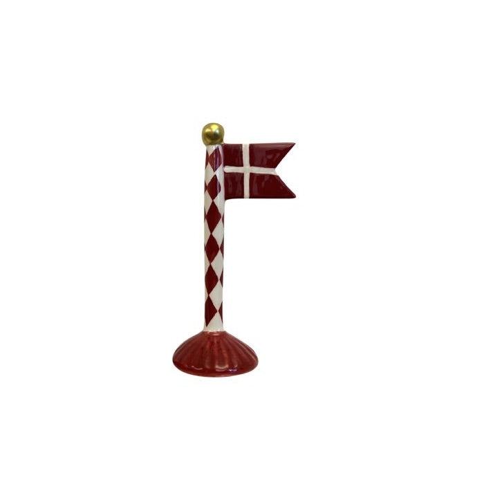 Flaggstång med spetsig flagga 19 cm hög med harlekinmönster