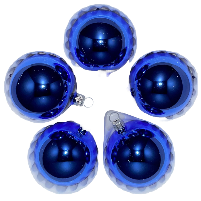 Julekugler blå blank 6 cm 5-pak