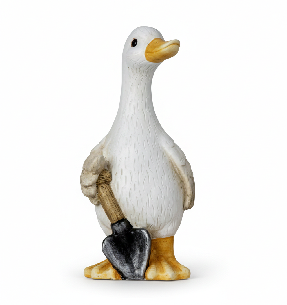 Gås med skovl figur i keramik