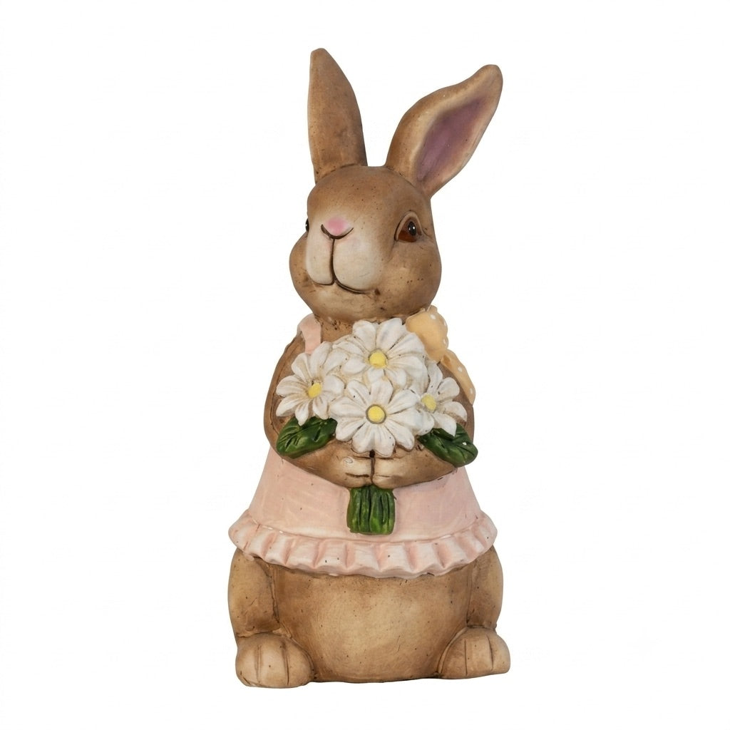 Påskharen med blommor eller morötter