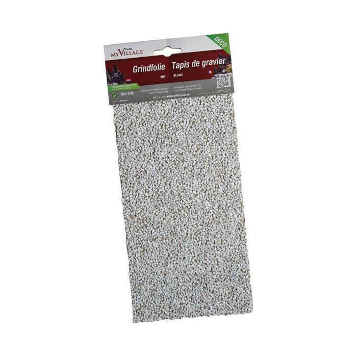 Folie med fäst sten i vitt