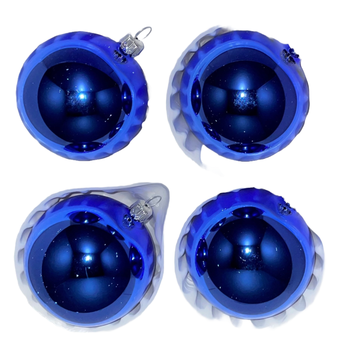 Julekugler blå blank 7 cm 4-pak