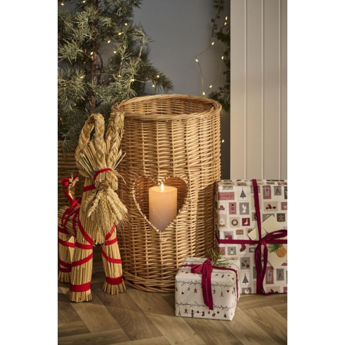 Julebuk m/rødt bånd og skæg 59 cm høj