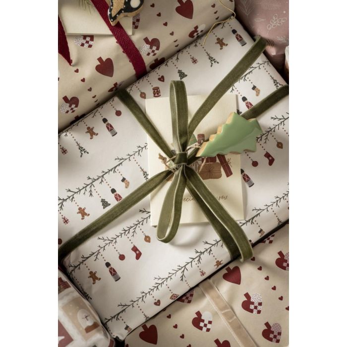 Julegavepapir med juleranker