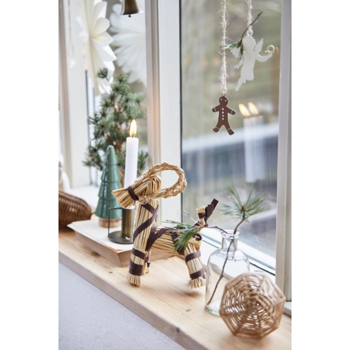 Julebuk m/brunt bånd 22 cm høj