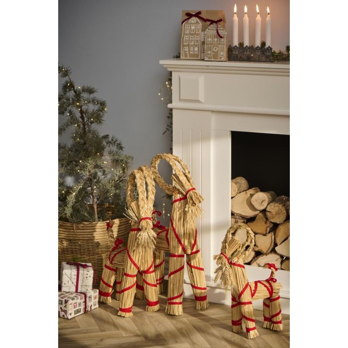 Julebuk m/rødt bånd og skæg 44 cm høj