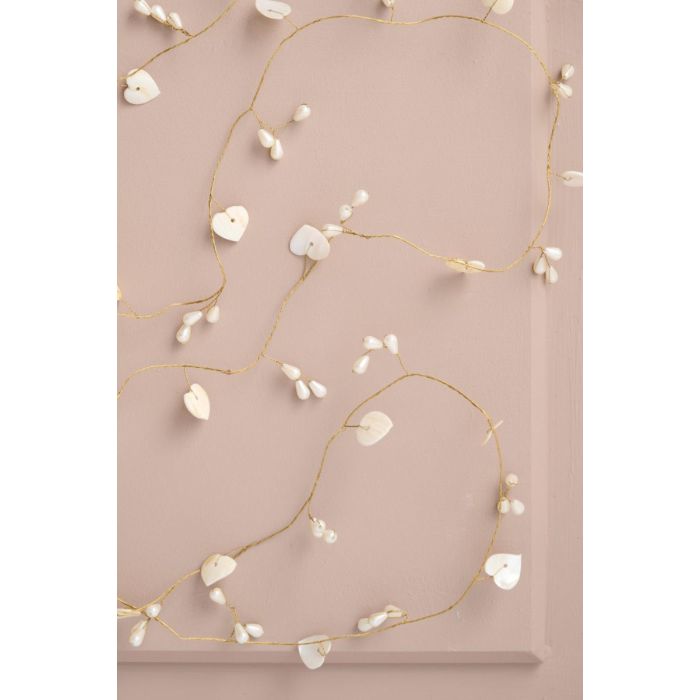 Guirlande m/hvide hjerteperler