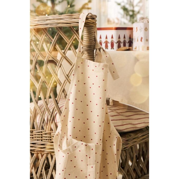 Forklæde barn natur med røde hjerter