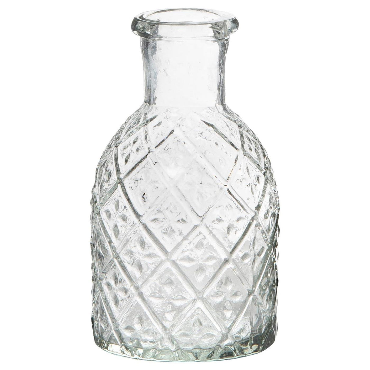 Apotekerglas vase og lysestage med harlekinmønster fra Ib Laursen