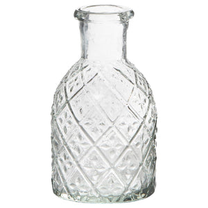 Apotekerglas vase og lysestage med harlekinmønster fra Ib Laursen