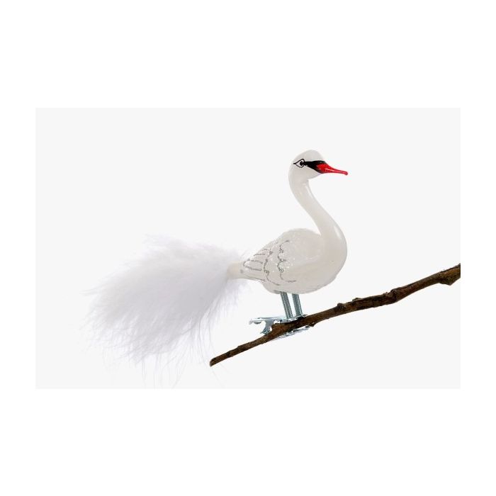 Fugl i glas med klips Svane  set fra den anden side af