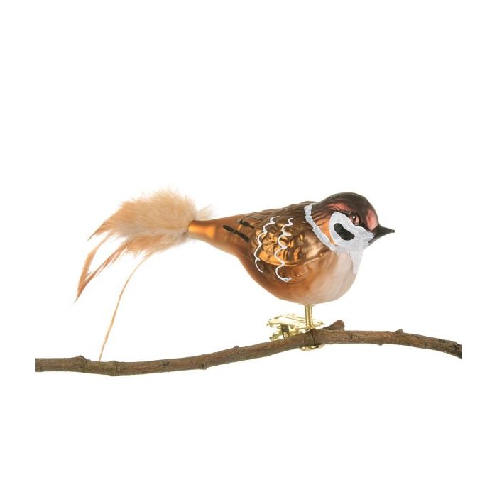 Fågel i glas med klämma Pilfink