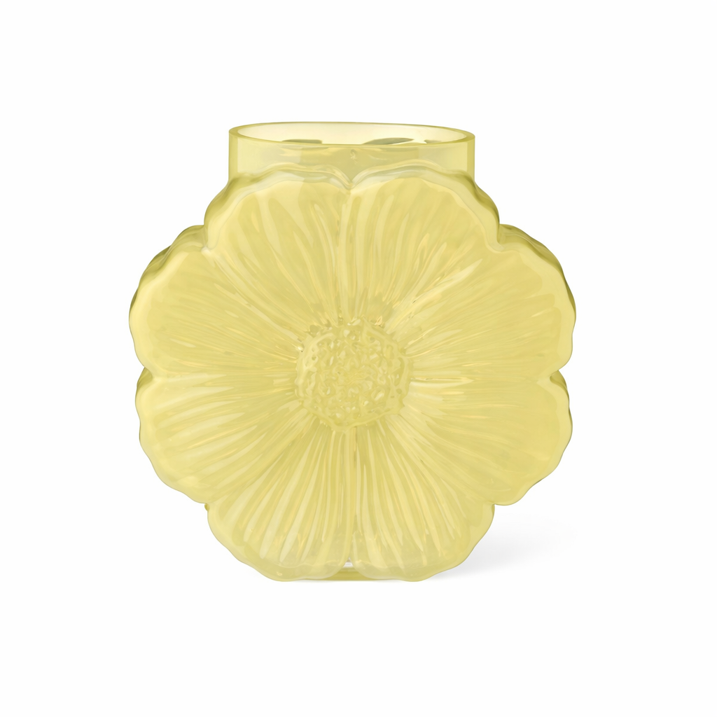 Vase blomsterformet Daisy i gult glas fra Ib Laursen