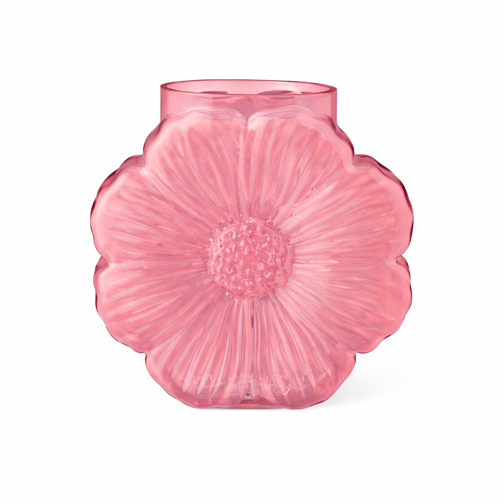 Vase blomsterformet Daisy i lyserødt glas fra Ib Laursen