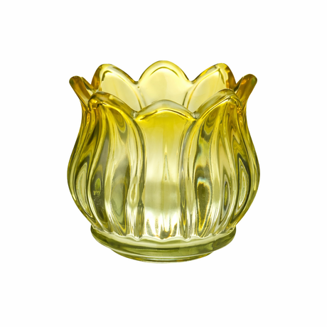 Ib Laursen Tulipanstage i gult glas til fyrfadslys 