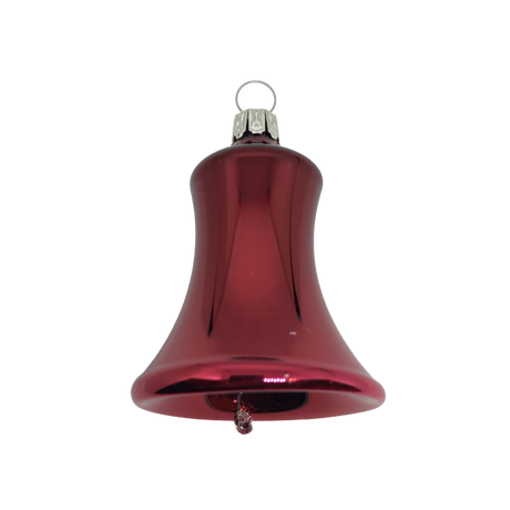 Juleklokke i bordeaux med blank overflade i glas fra  Glasbläserei Thüringer Weihnachten.  