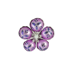 Julekugle Mat lilla med mønster 5-pak 6 cm