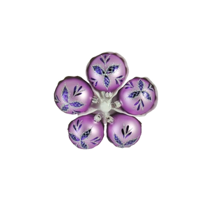 Julekugle Mat lilla med mønster 5-pak 6 cm