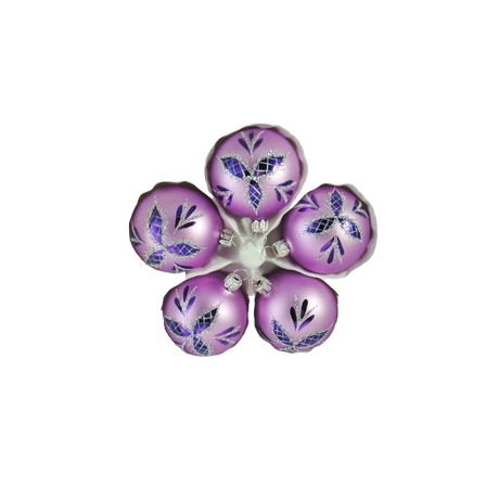 Julekugle Mat lilla med mønster 5-pak 6 cm