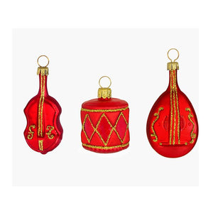 Julgranskulor Röda instrument 3-pack