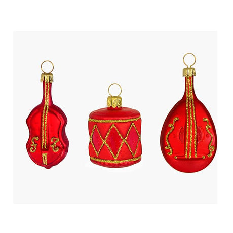 Julgranskulor Röda instrument 3-pack