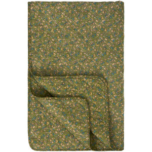 Quilt grå bund med grønne, blå og rosa blomster fra Ib Laursen