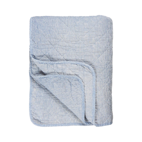 Quilt med hvide og blå mælkedrengestriber