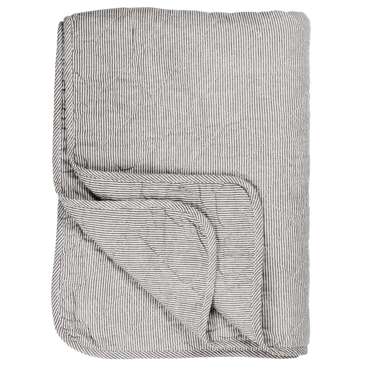 Quilt med hvide og mørkegrå mælkedrengestriber fra Ib Laursen
