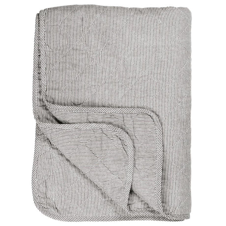 Quilt med hvide og mørkegrå mælkedrengestriber fra Ib Laursen