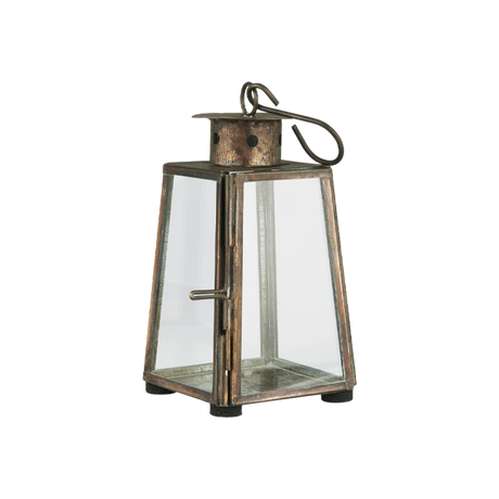 Ib Laursen guldfarvet mini lanterne 12 cm med skrå glassider