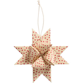 Fletstjerne med røde hjerter 16 cm i dia