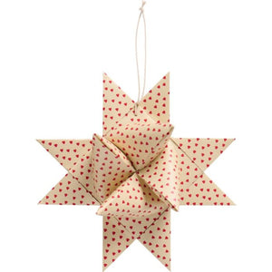 Fletstjerne med røde hjerter 21 cm i dia