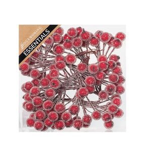 Frostede bær på wire røde 12 stk.