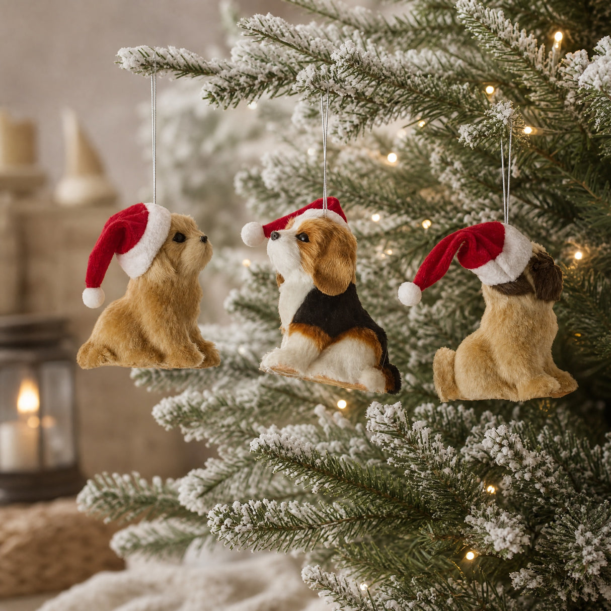 Mjuk julhund med tomteluva