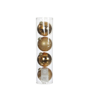Julekugler i guld i glas