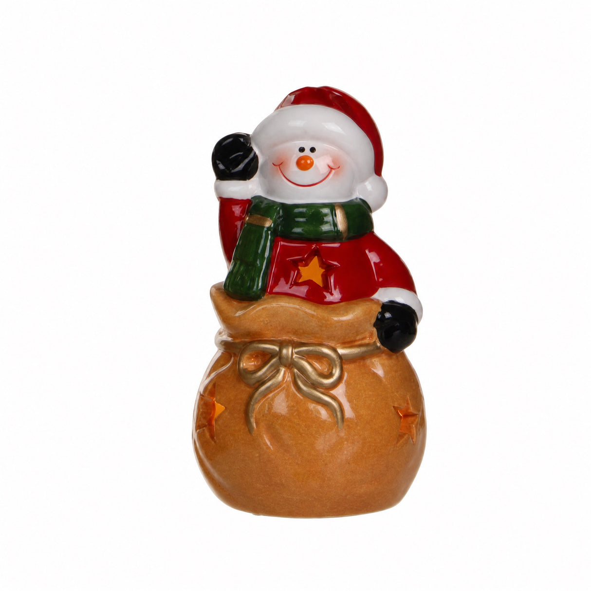 Julfigur i säck med ljus