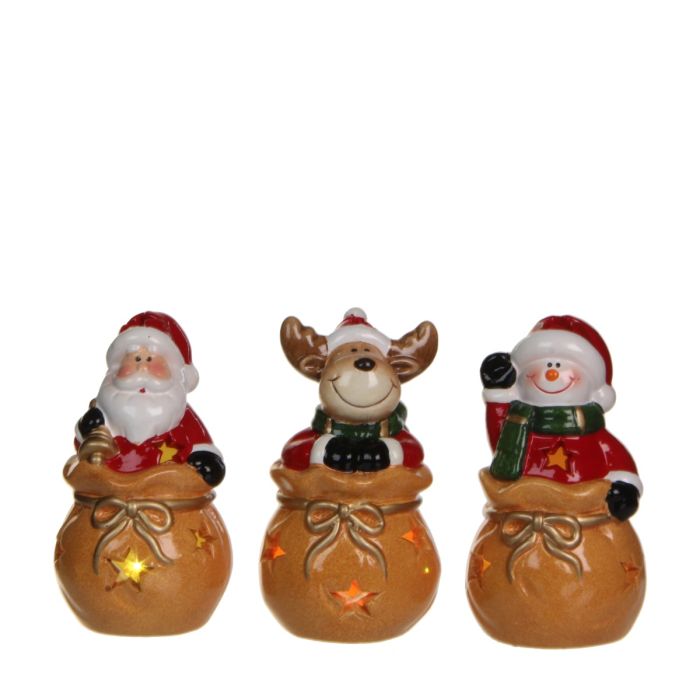 Julefigur i sæk med lys