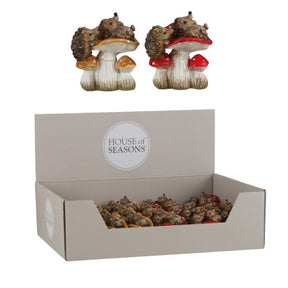 Svampe med pindsvin dekorationsfigurer