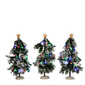 Luville Nåletræer med farvet lys 3-pak