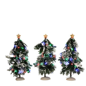 Luville Nåletræer med farvet lys 3-pak