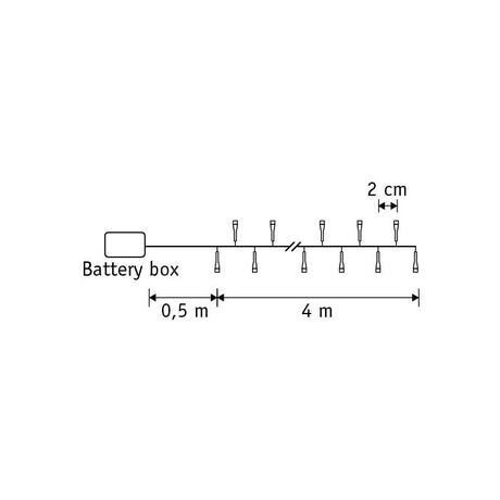 Lyskæde Snake light 200 LED klassisk hvid 4 m batteriboks