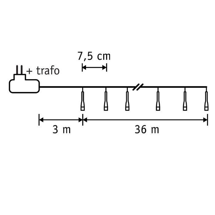 Lyskæde 480 LED varm hvid 36 m