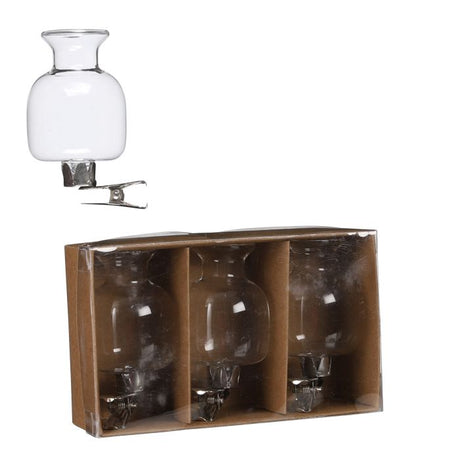 Små glasvaser med klips