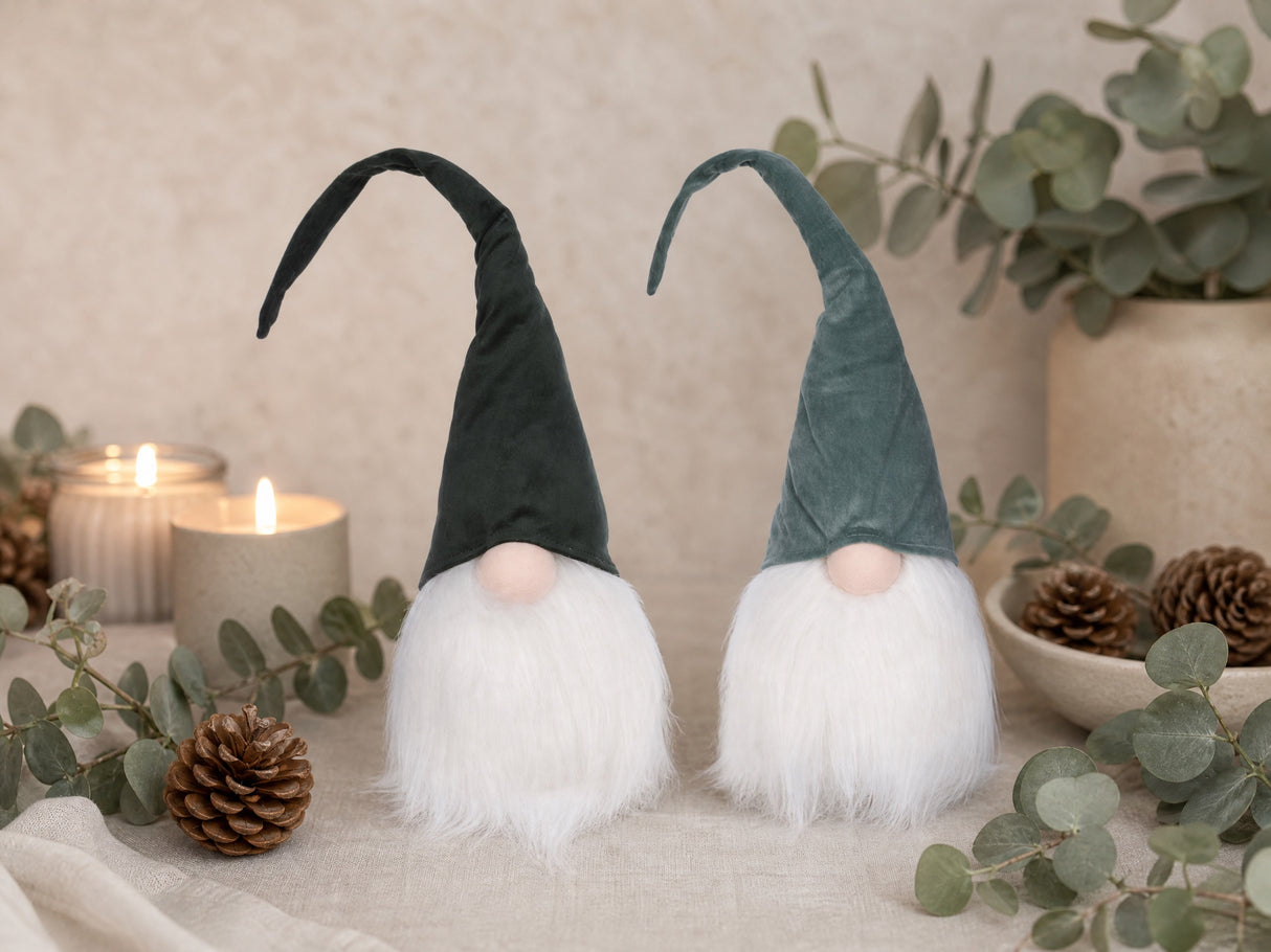 Tomtar i velour gröna nyanser