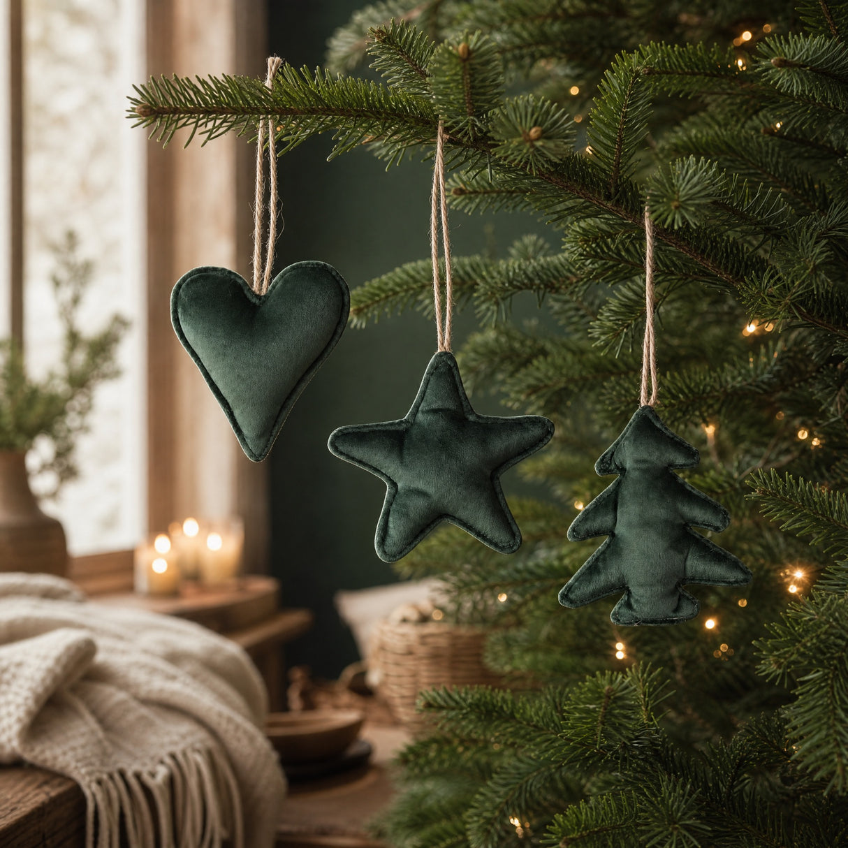 Julgranshänge i grön velour