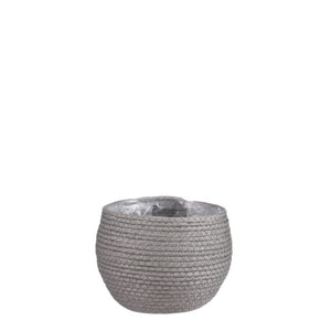 Urtepotte i grå flet med plastforing