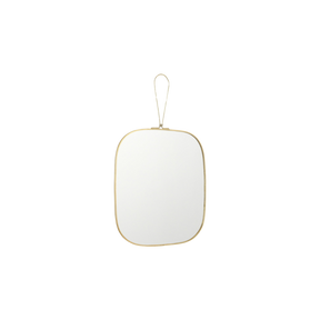 Spejl (20x32 cm) med guldfarvet kant og strop til ophæng