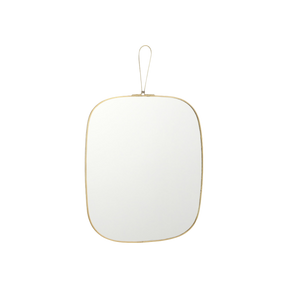 Spejl med guldfarvet kant og strop 27x39,5 cm