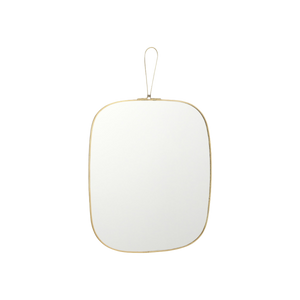 Spejl med guldfarvet kant og strop 27x39,5 cm